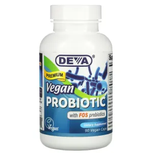 Deva, Premium Vegan Probiotic with FOS Prebiotic 90 vegan capsules
