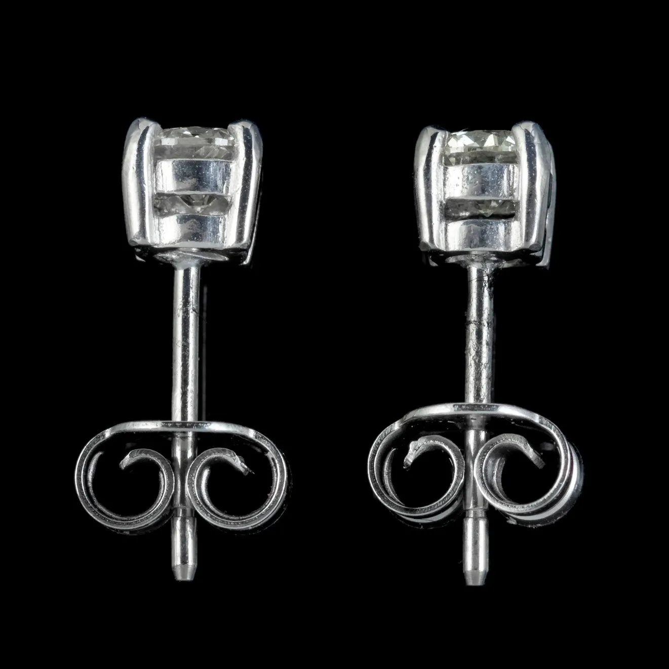 Diamond Solitaire Stud Earrings 18ct White Gold 0.70ct Of Diamond