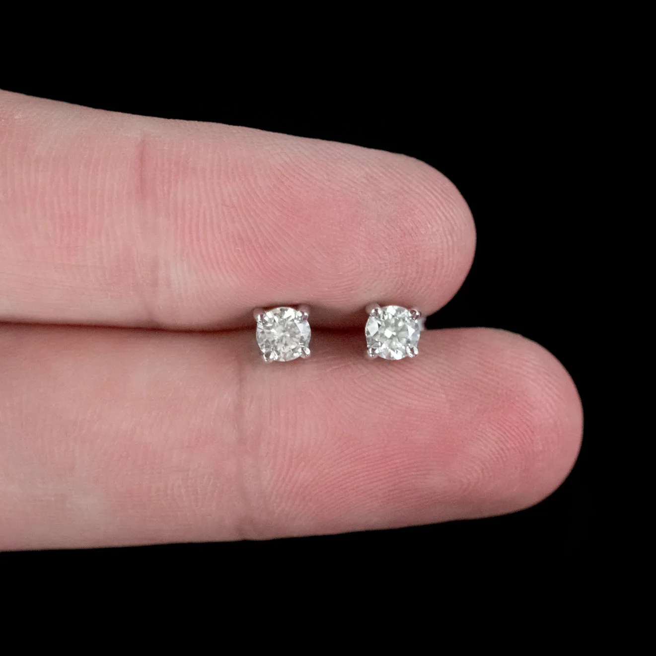Diamond Solitaire Stud Earrings 18ct White Gold 0.70ct Of Diamond