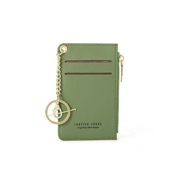 elvesmall Women Faux Leather Card Holder Small Coin Bag Purse Key Chain