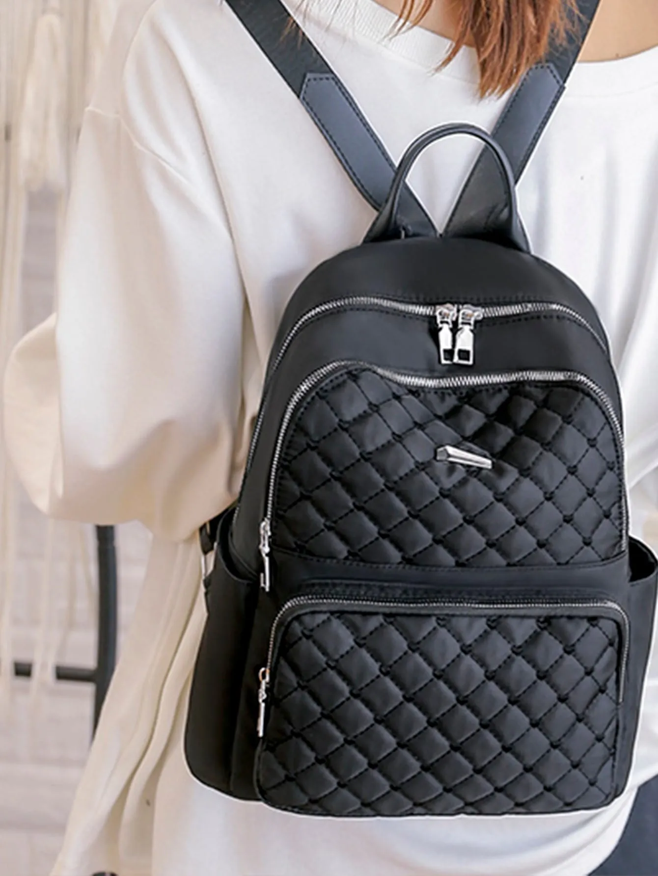 Embroidery Design Quilted Backpack