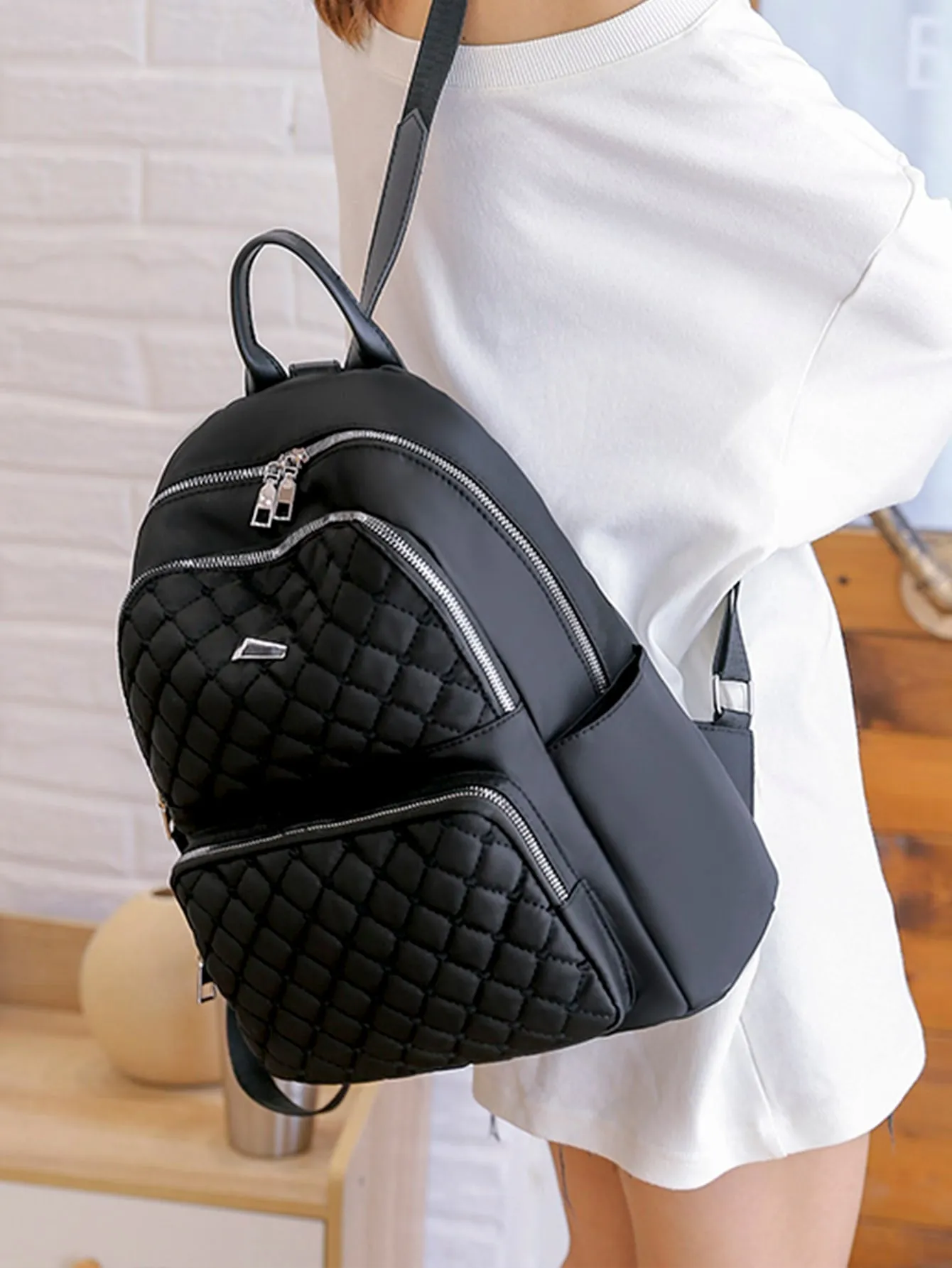 Embroidery Design Quilted Backpack