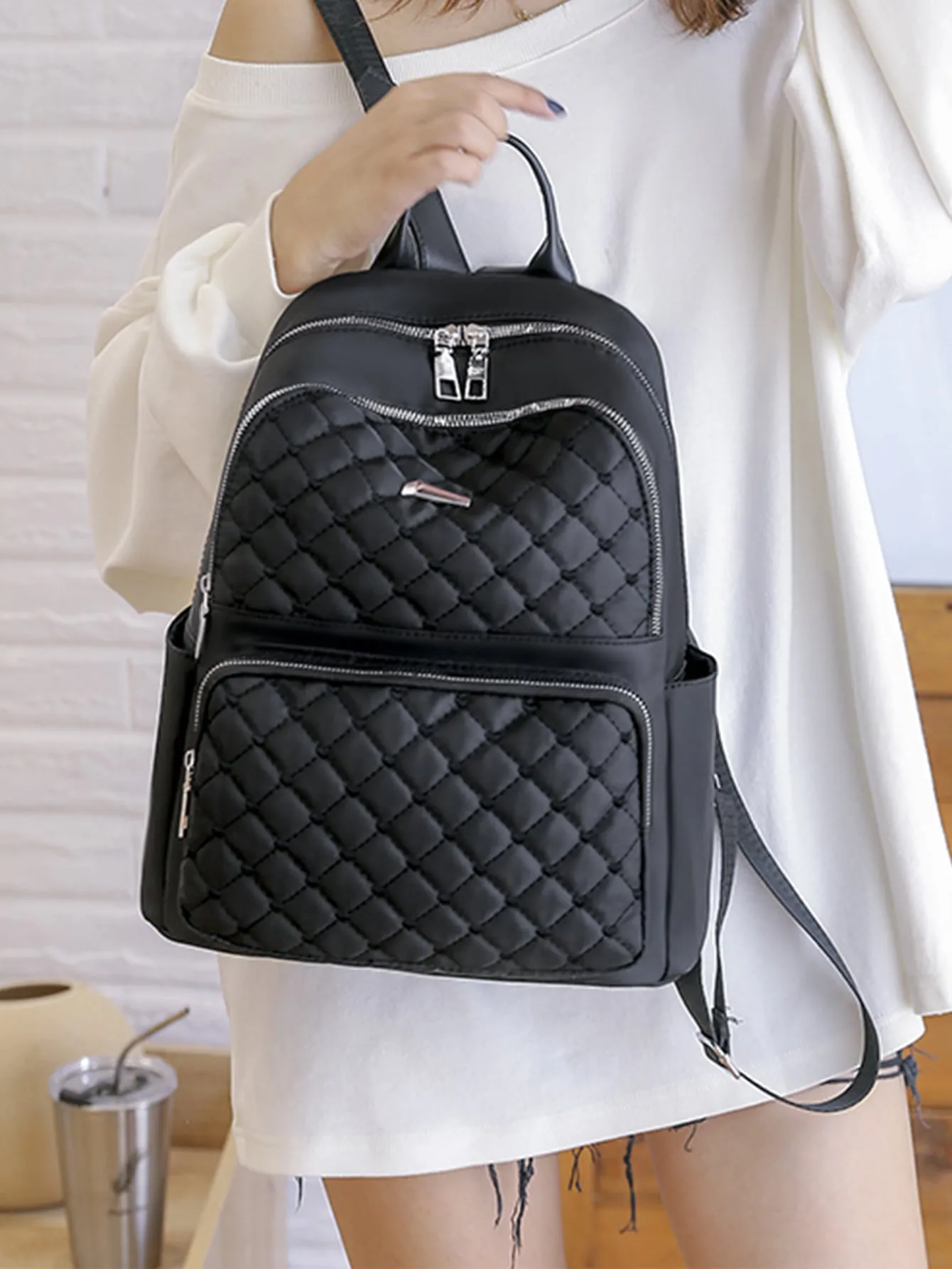 Embroidery Design Quilted Backpack