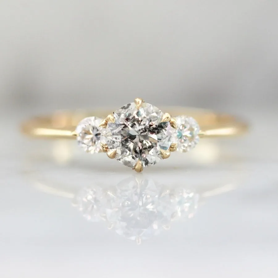 Empress Salt & Pepper Round Brilliant Cut Diamond Ring