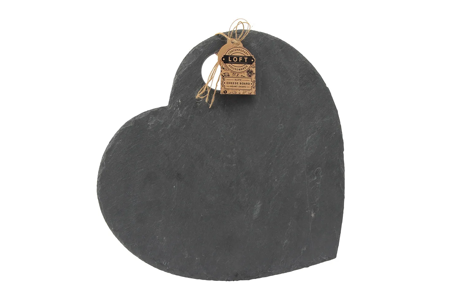 Engraved Personalised Loft Heart Natural Slate Cheese Board
