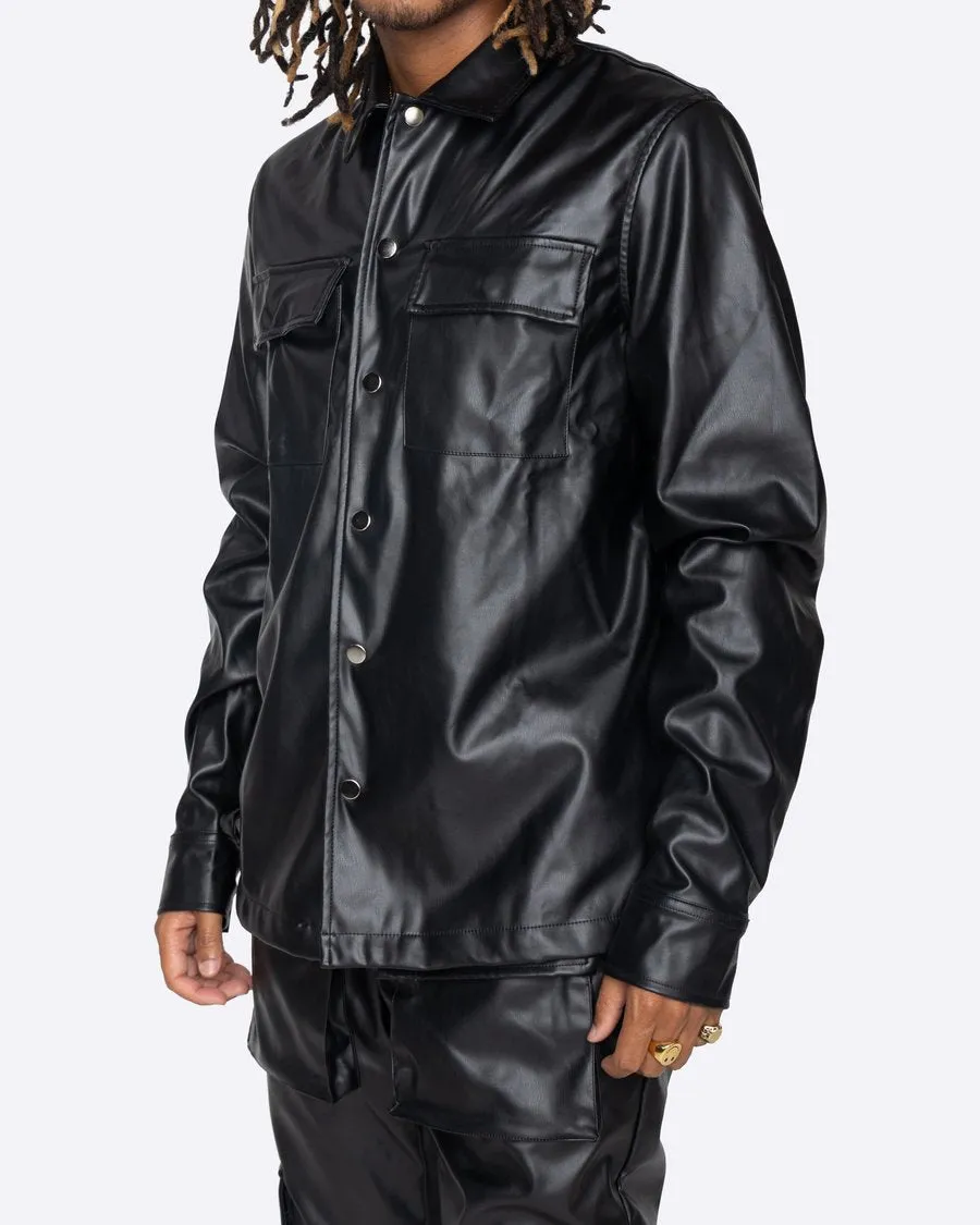 EPTM: PU LEATHER CARGO SHIRT