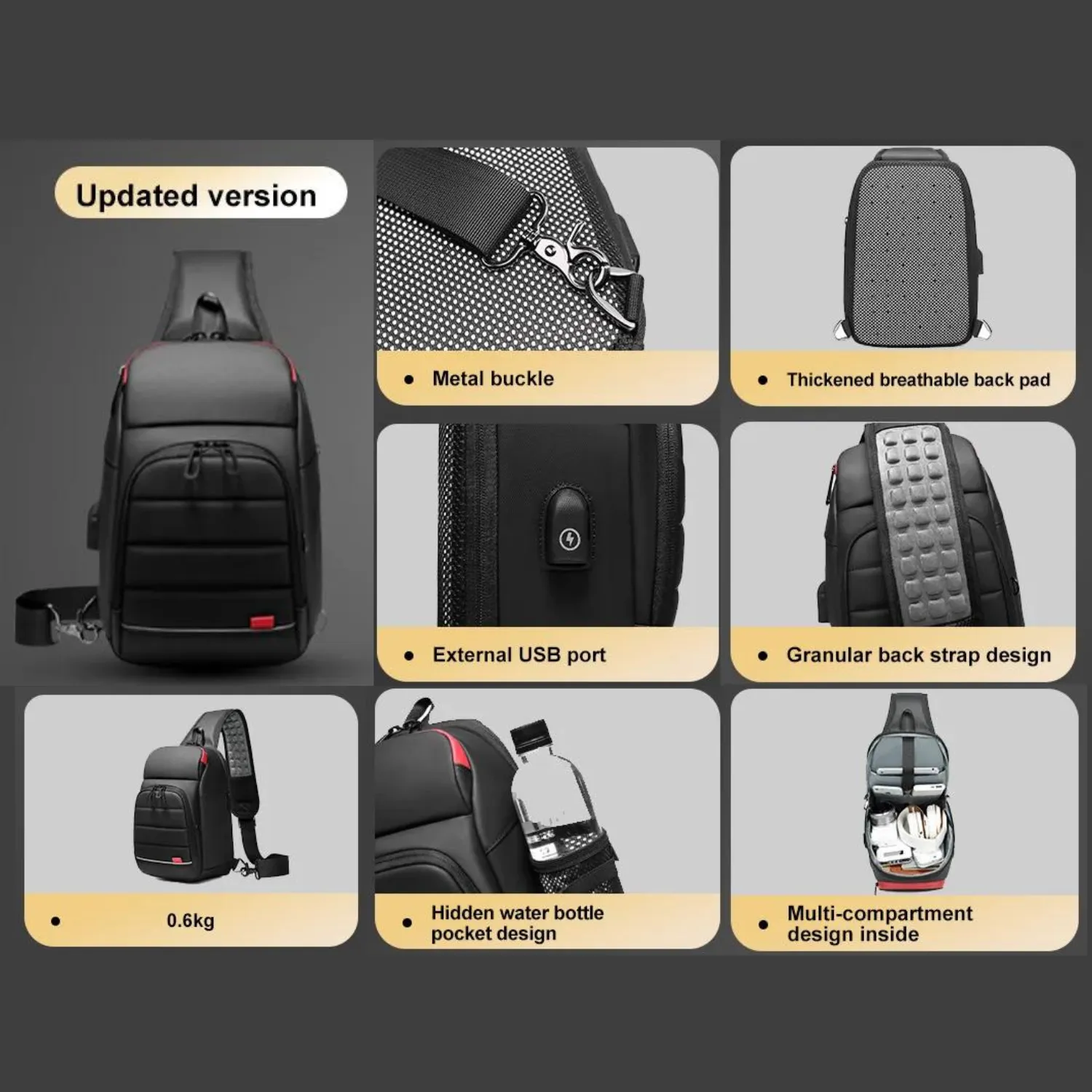 Eurcool Tech-Savvy Chest Bag with Wireless Charging
