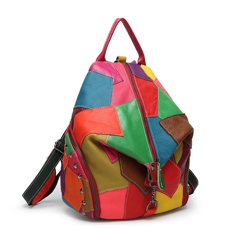 Fashion Colorful Leather Backpack for Women 1308