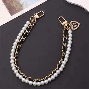 Fashion Pearl Chain Strap For Handbag Short Bag Chain With Pendant Double Layer Replacement Purse Handle Belt Diy Bag Accessory