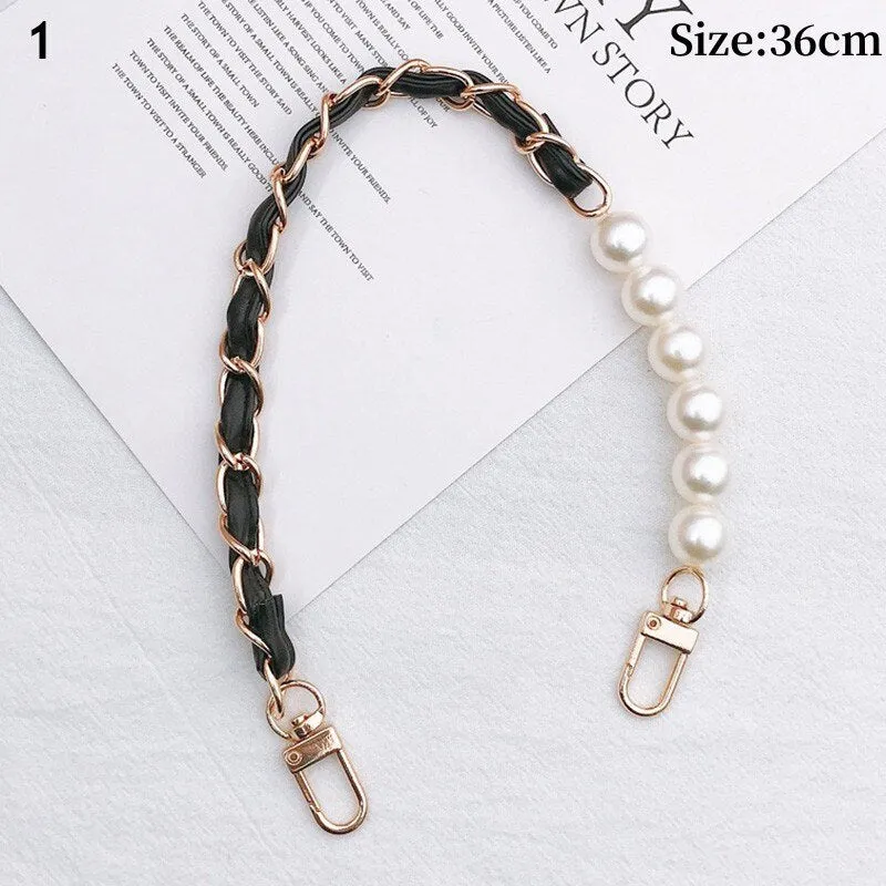Fashion Pearl Chain Strap For Handbag Short Bag Chain With Pendant Double Layer Replacement Purse Handle Belt Diy Bag Accessory
