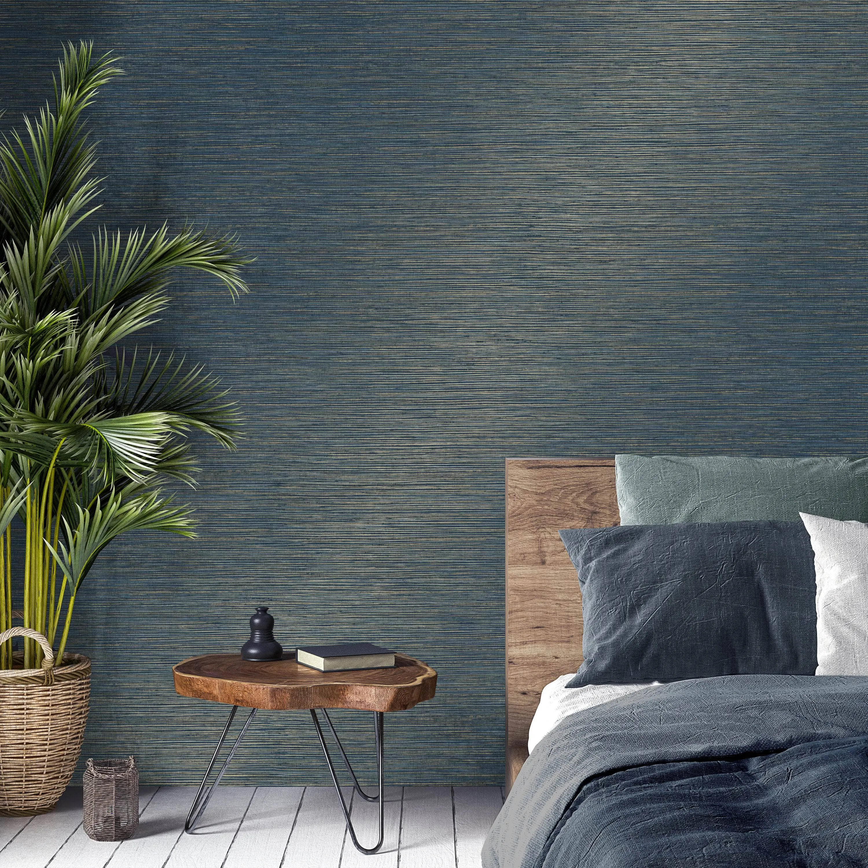 Fine Decor Fusion Plain Navy Wallpaper - M1769