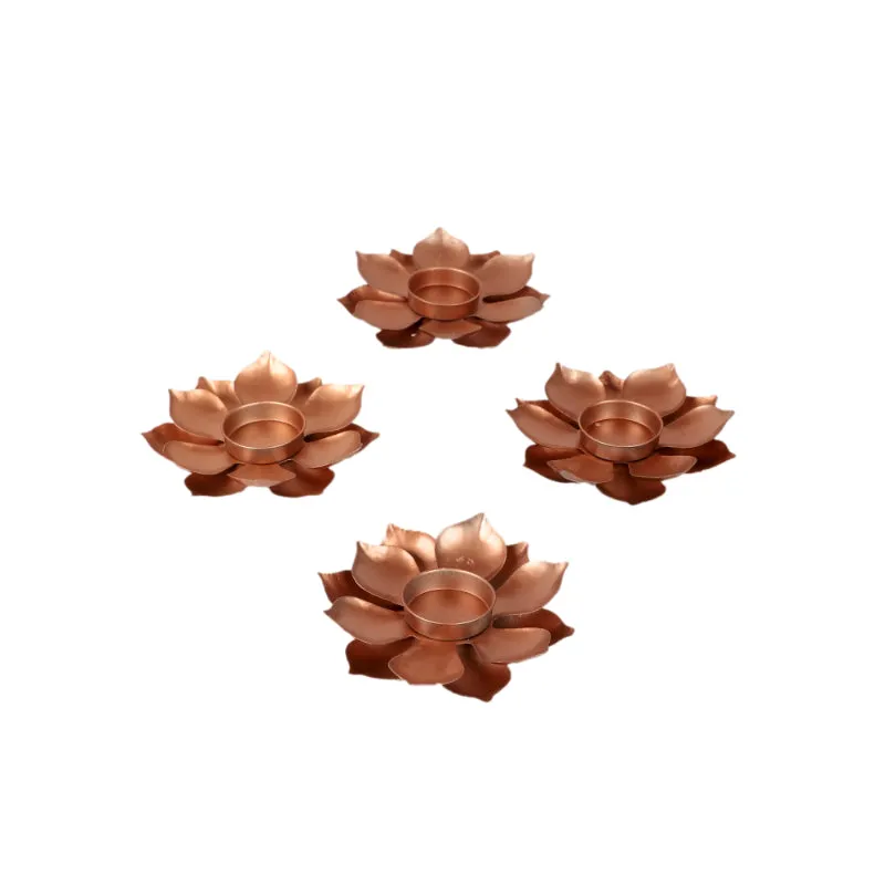 Floral Copper Tealight Holders | Set Of 4
