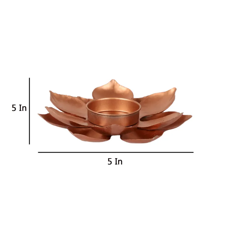 Floral Copper Tealight Holders | Set Of 4