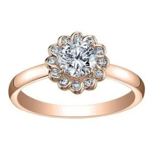 Flower Halo Solitaire Engagement Ring .40ct