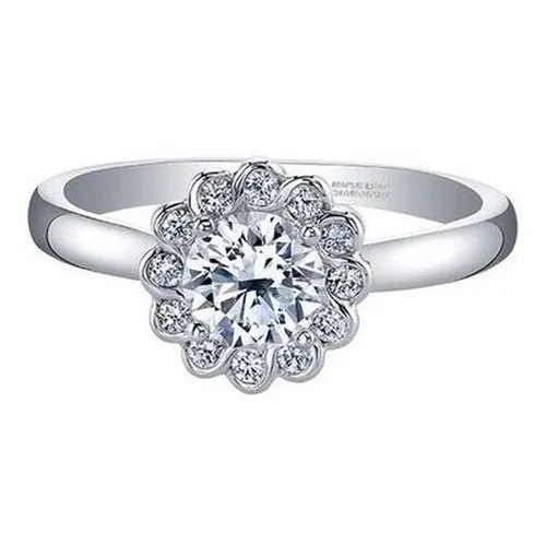 Flower Halo Solitaire Engagement Ring .40ct