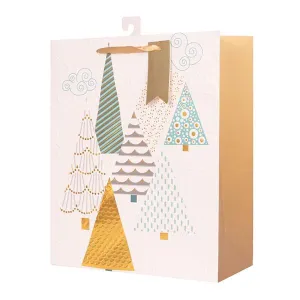 GEOMETRIC CHRISTMAS TREES GIFT BAG LARGE 26X32X12CM