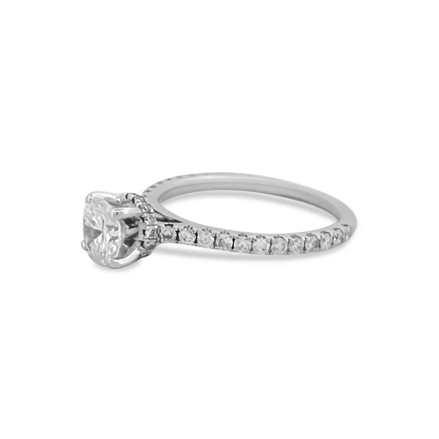 GIA Graded 0.77ct Round Brilliant Center With Hidden Halo Natural Diamond Engagement Ring in 18k White Gold