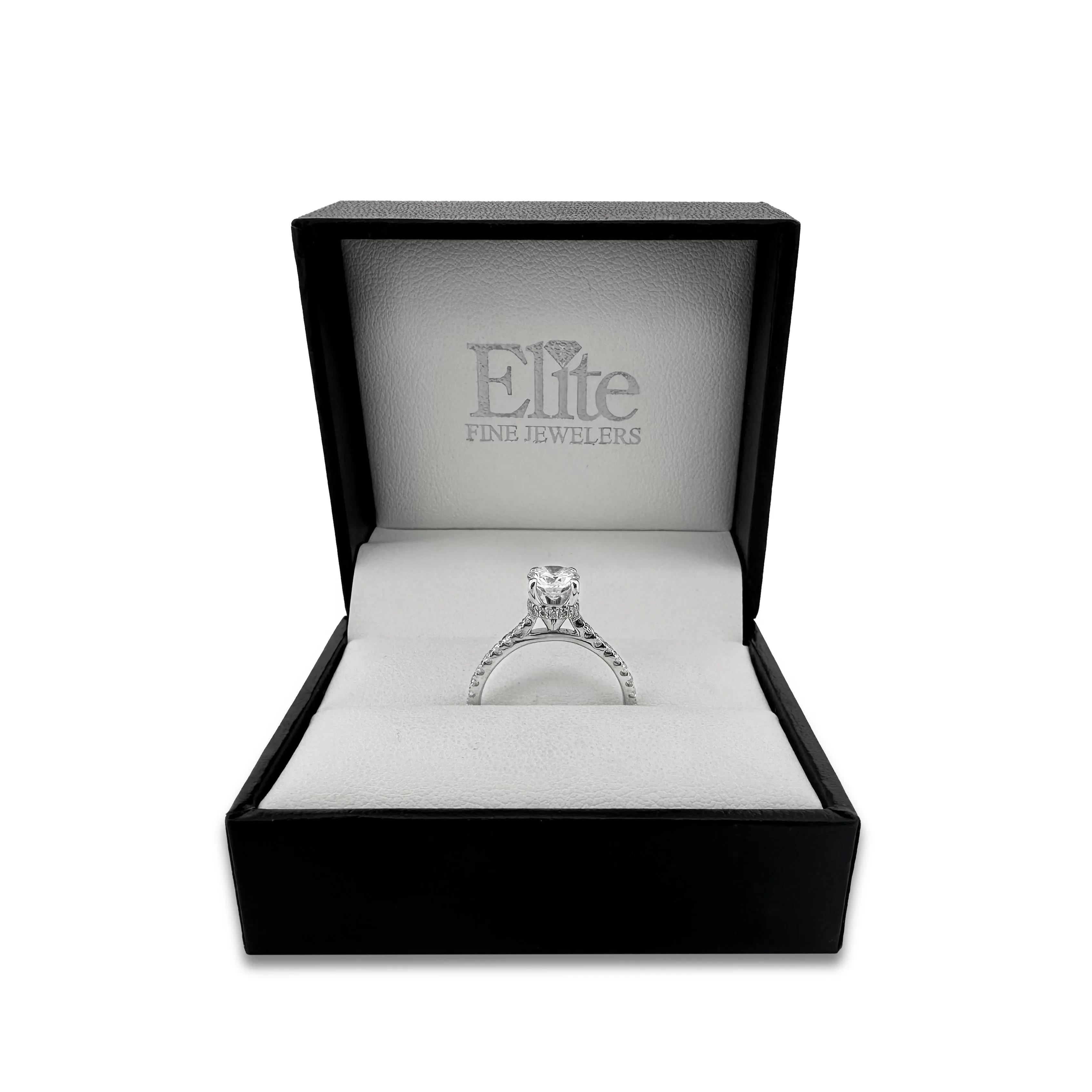 GIA Graded 0.77ct Round Brilliant Center With Hidden Halo Natural Diamond Engagement Ring in 18k White Gold