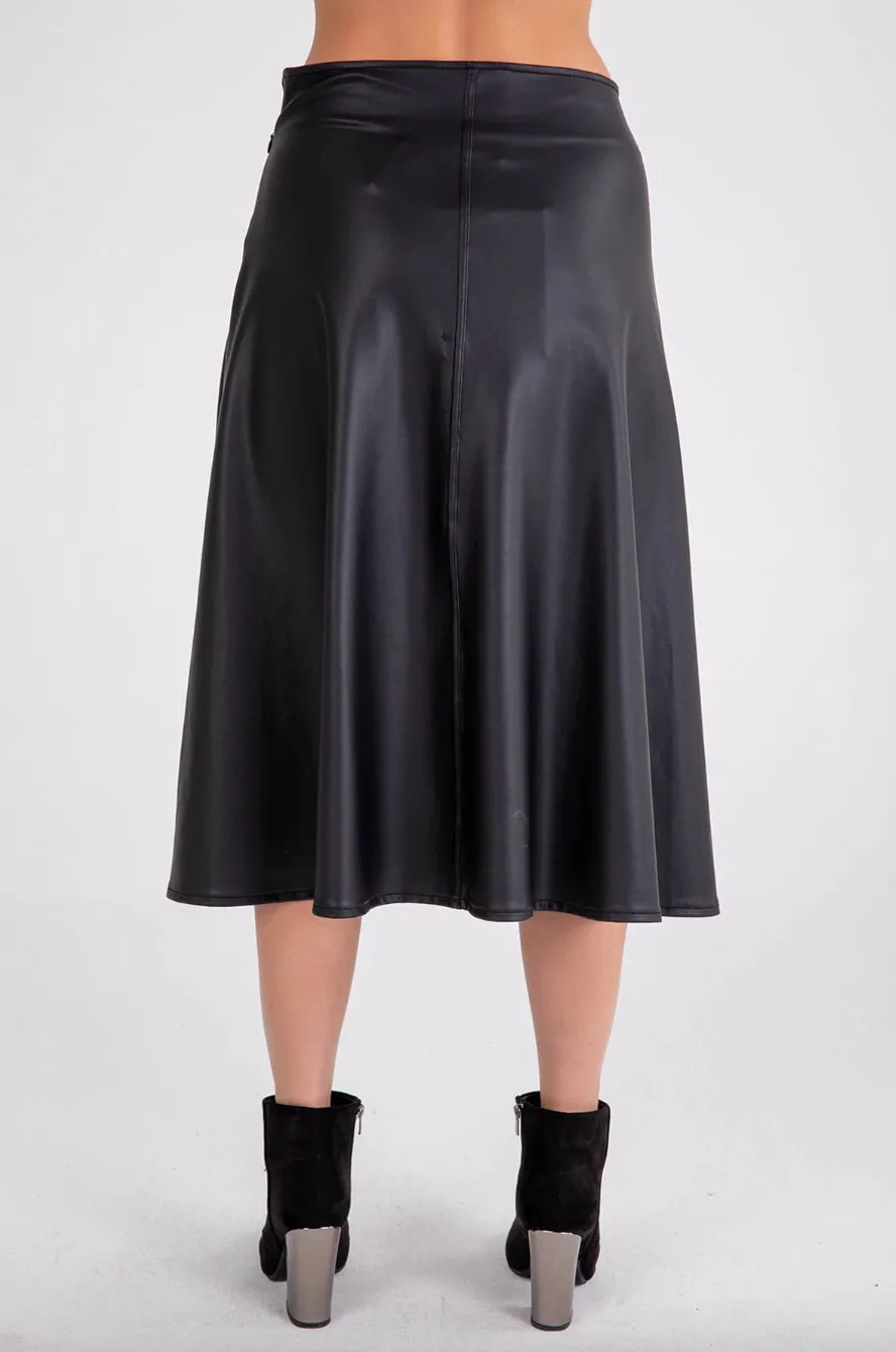 Godet Skirt - Black Vegan