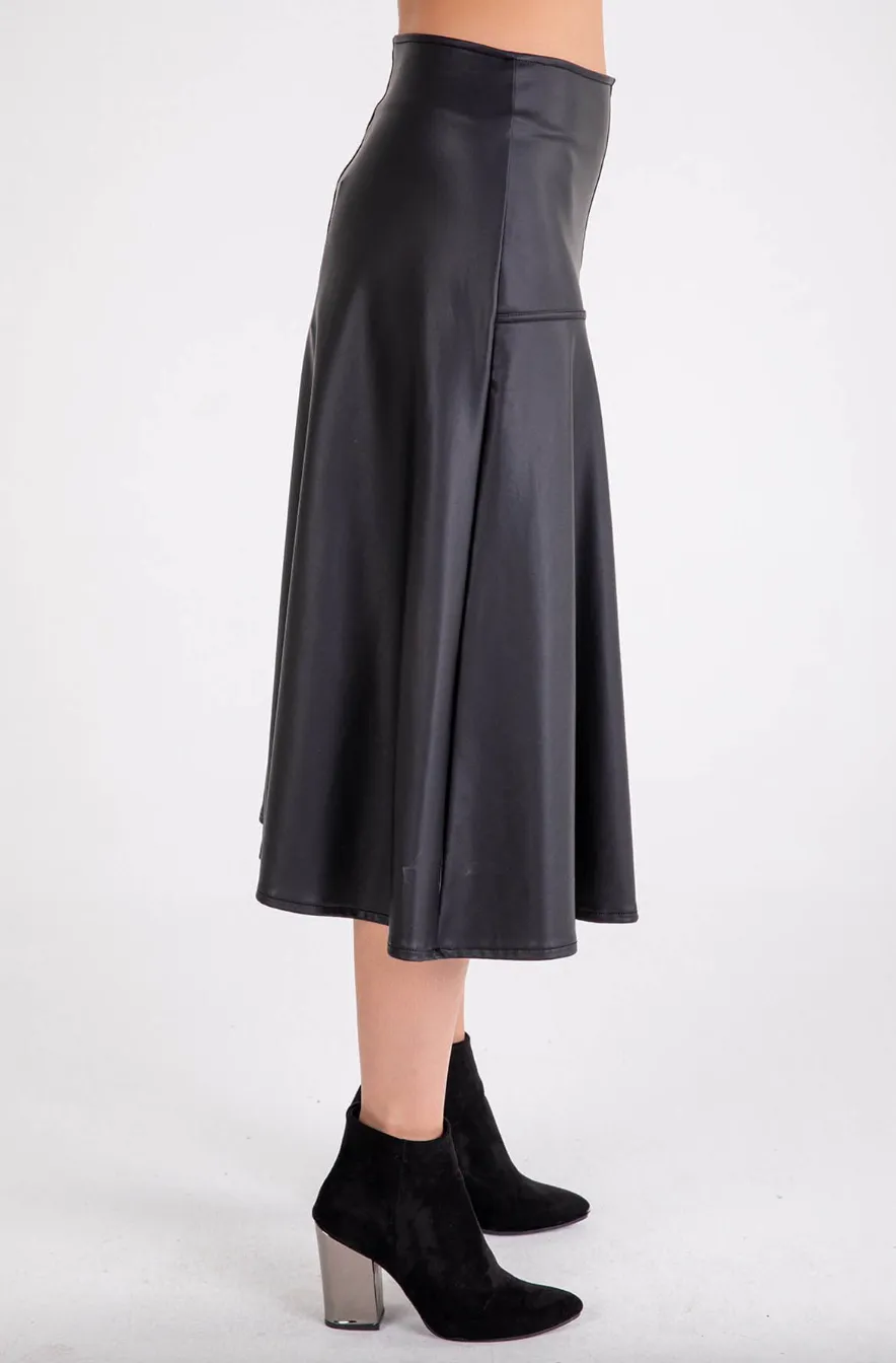Godet Skirt - Black Vegan