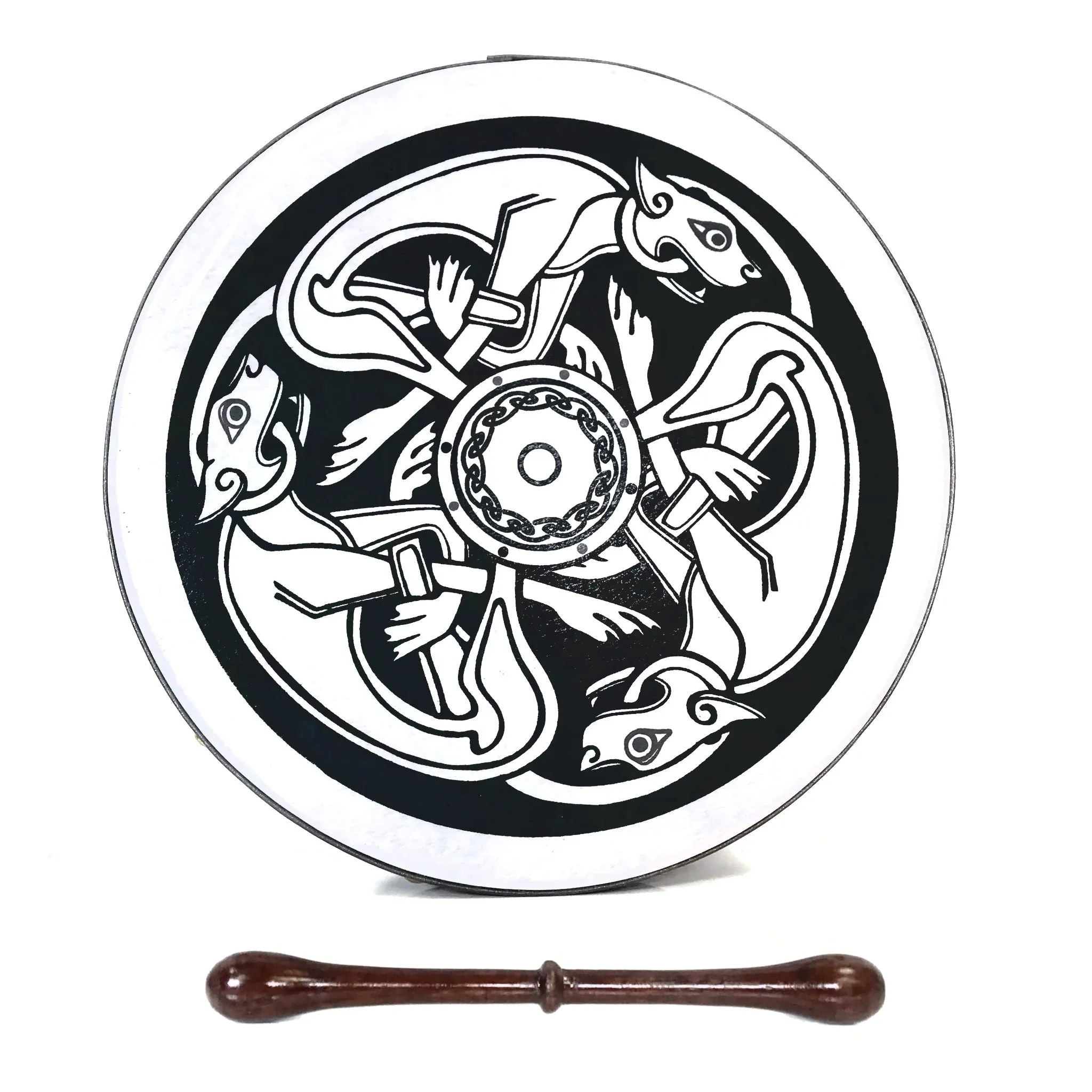 Handmade Dannan 16" Vegan Bodhran Hand Drum - The Morrígan Battle Bodhrán