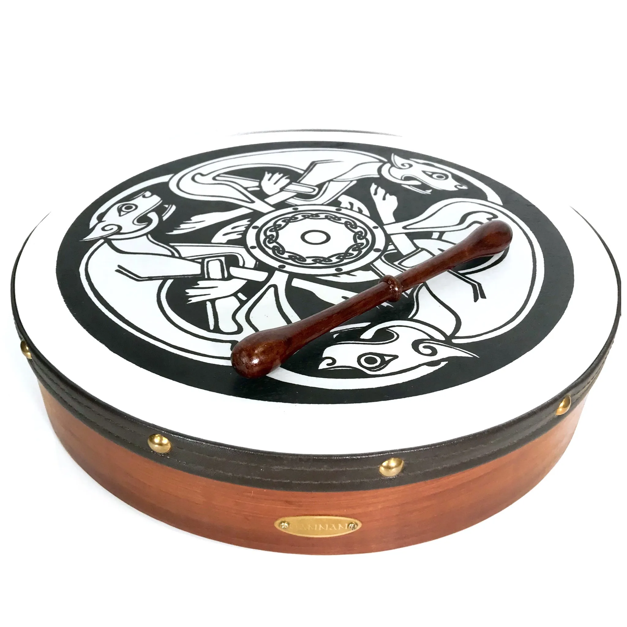 Handmade Dannan 16" Vegan Bodhran Hand Drum - The Morrígan Battle Bodhrán