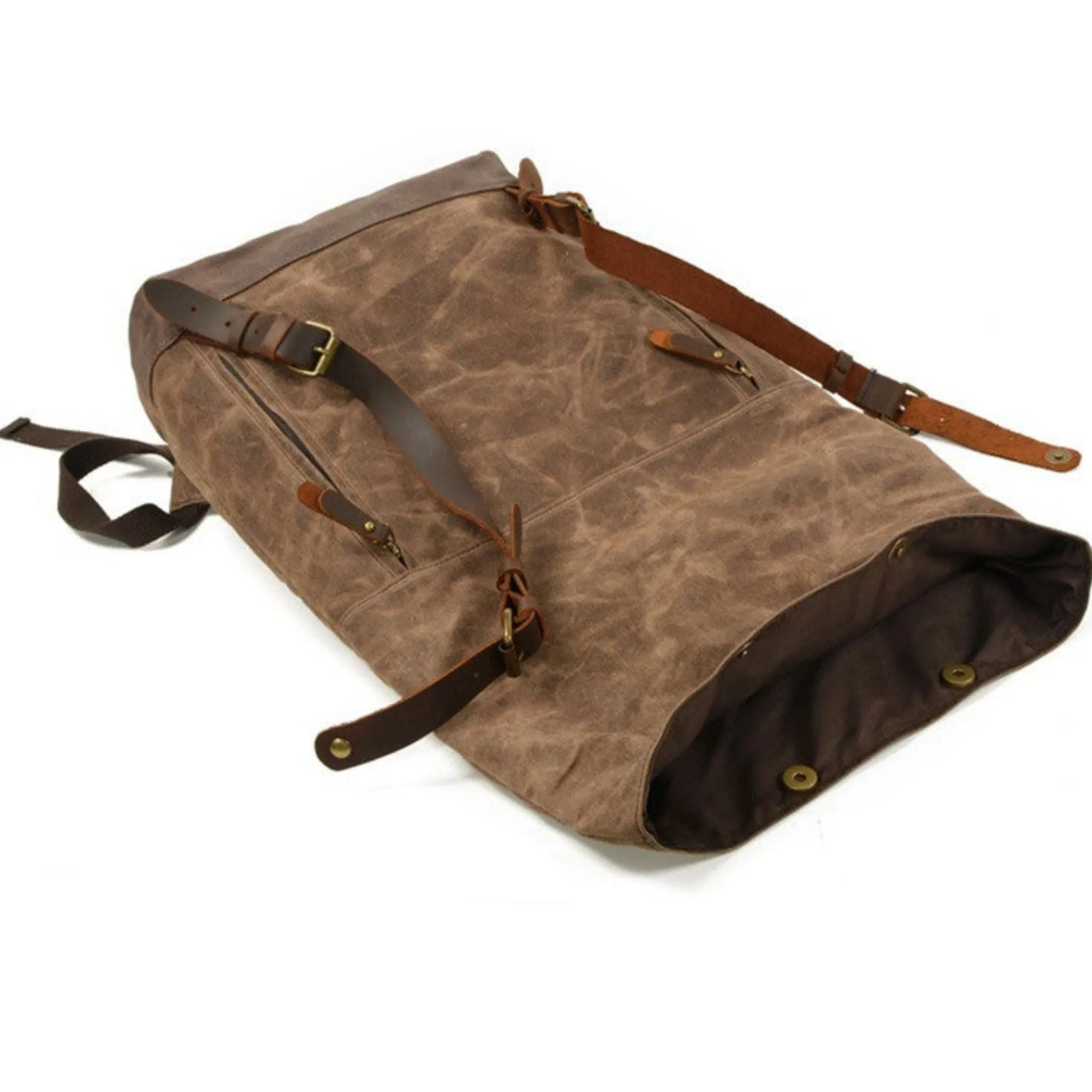 Handmade Waxed Canvas Leather Backpack