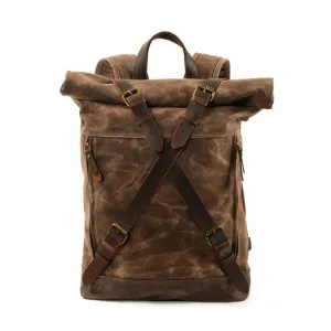 Handmade Waxed Canvas Leather Backpack