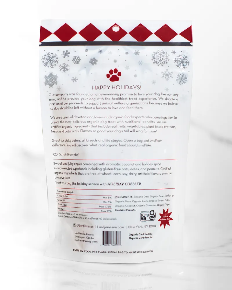 Holiday Cobbler Organic Dog Treats (Made in the USA)