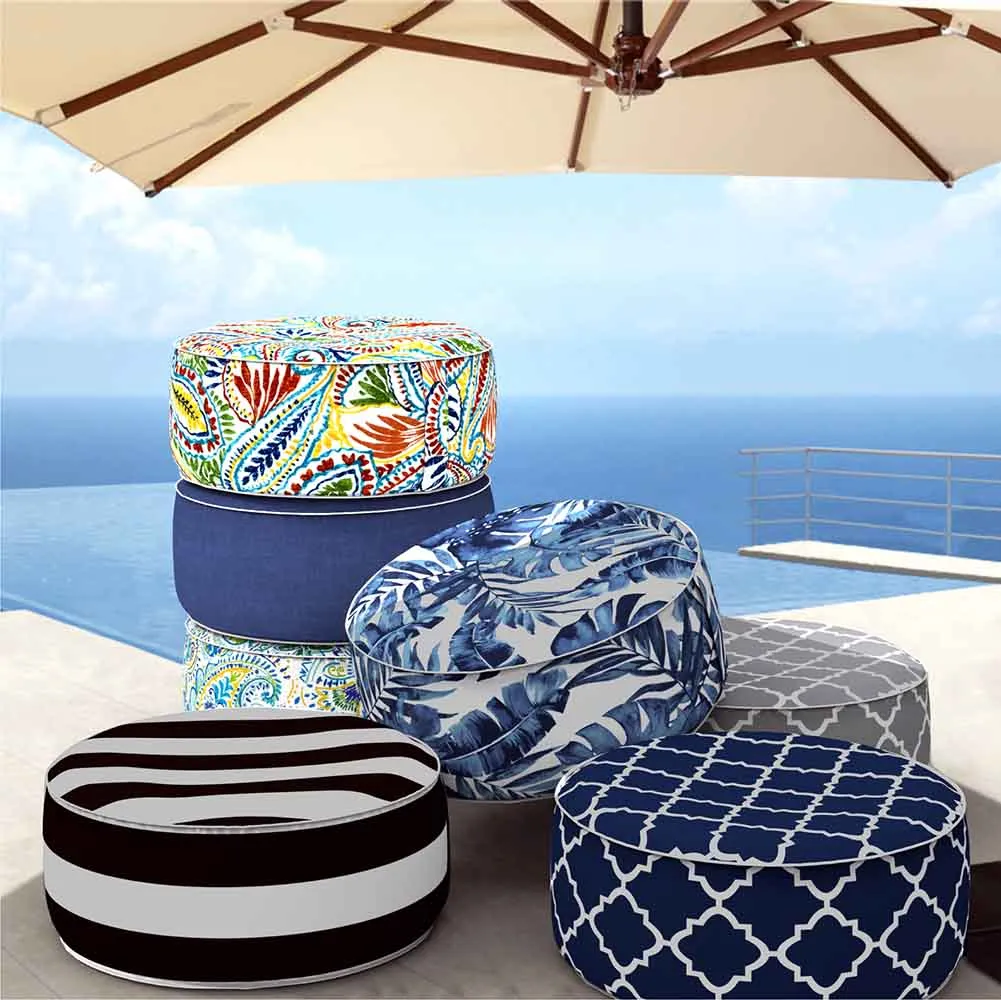 Inflatable Ottoman Navy Textured LVTXIII Outdoor