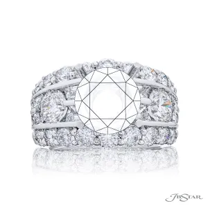 JB Star Platinum Wide Semi Mount Ring with Trapezoid and Round Diamonds