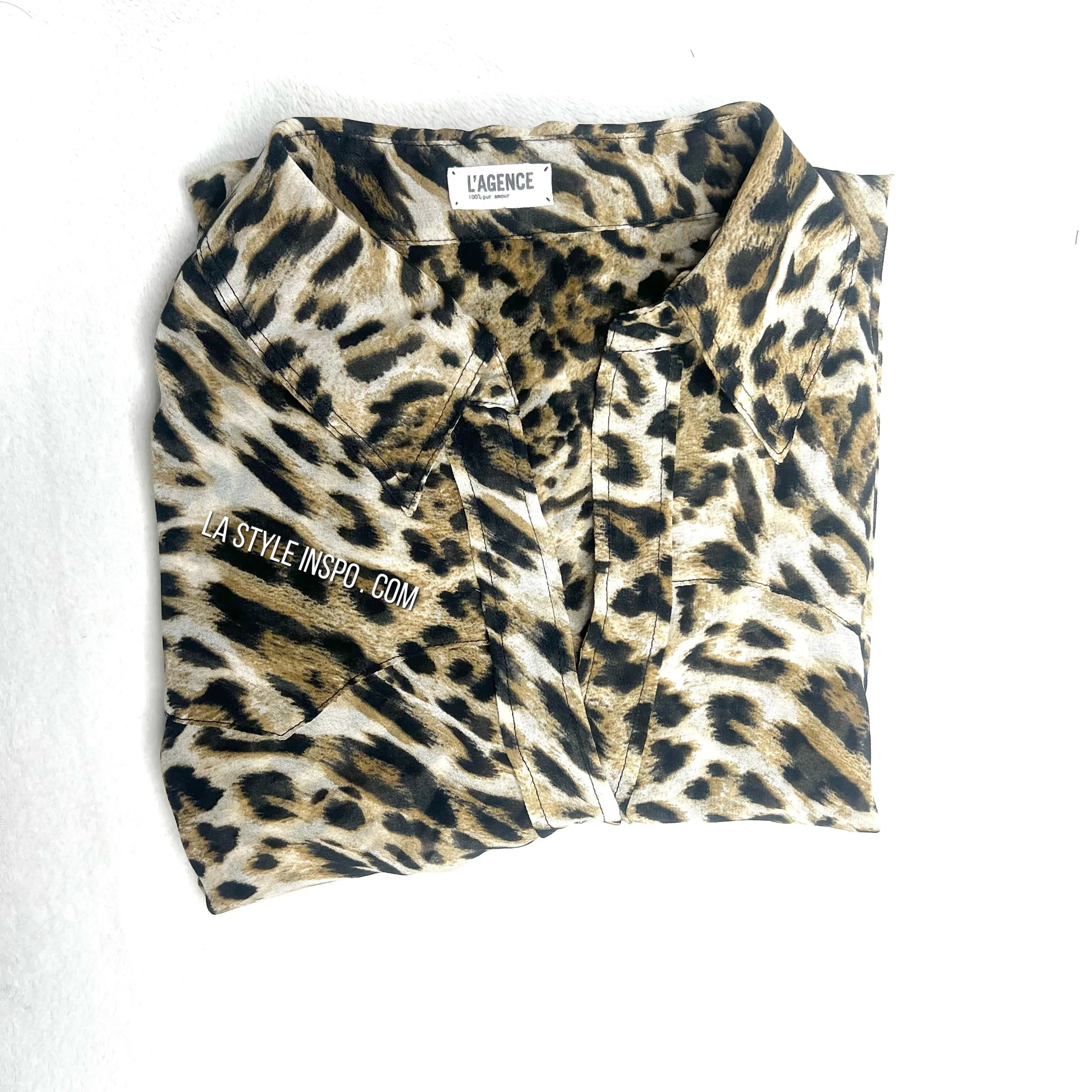 L’AGENCE Womens Blouse Button Down Shirt Animal Print Size 2