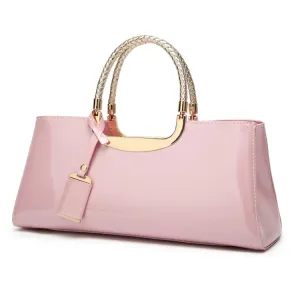 Leather Top Handle Bag with Metal Detail