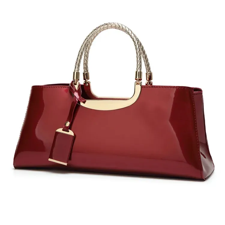 Leather Top Handle Bag with Metal Detail