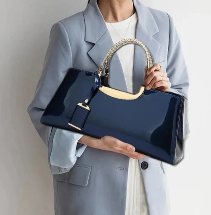 Leather Top Handle Bag with Metal Detail