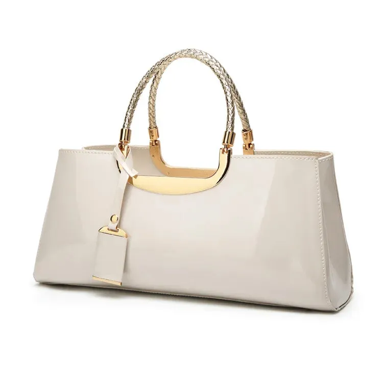 Leather Top Handle Bag with Metal Detail