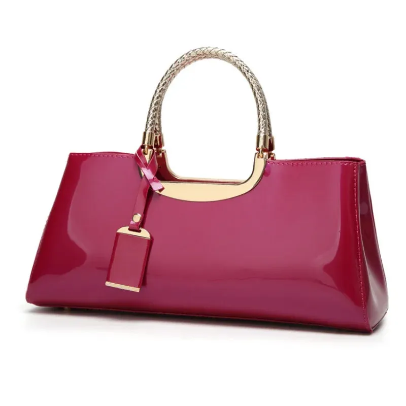 Leather Top Handle Bag with Metal Detail