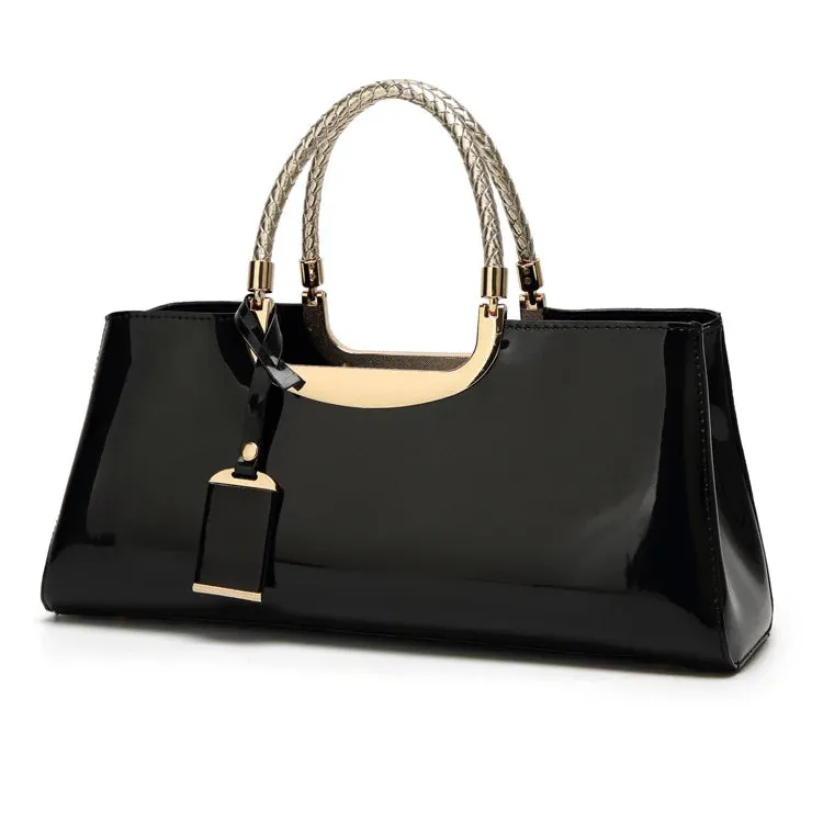 Leather Top Handle Bag with Metal Detail