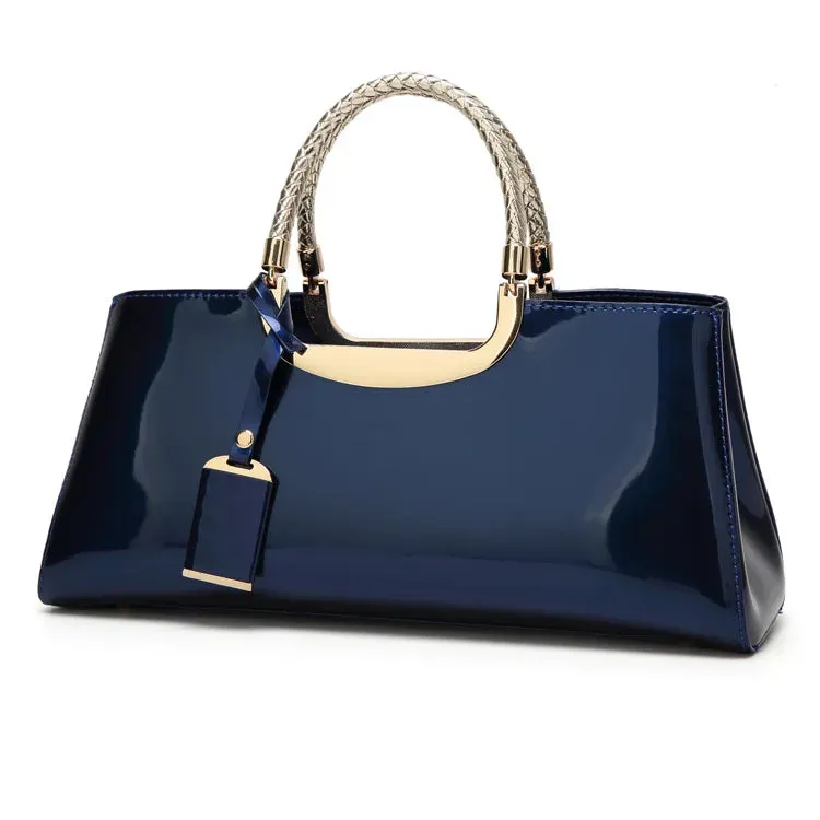 Leather Top Handle Bag with Metal Detail