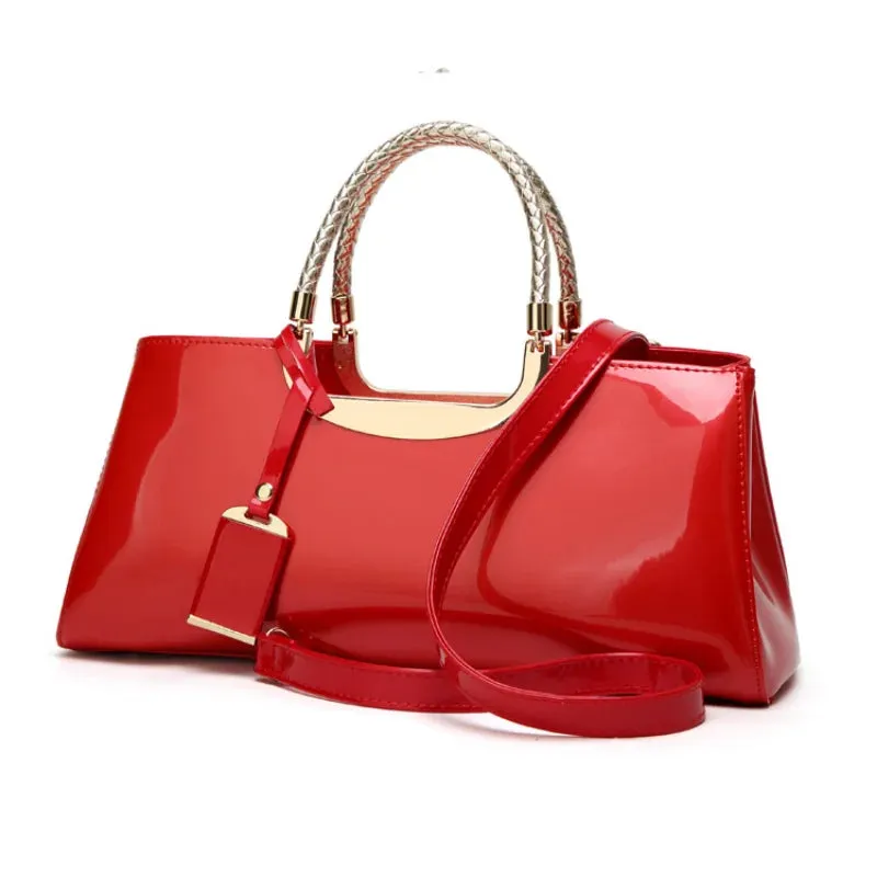 Leather Top Handle Bag with Metal Detail