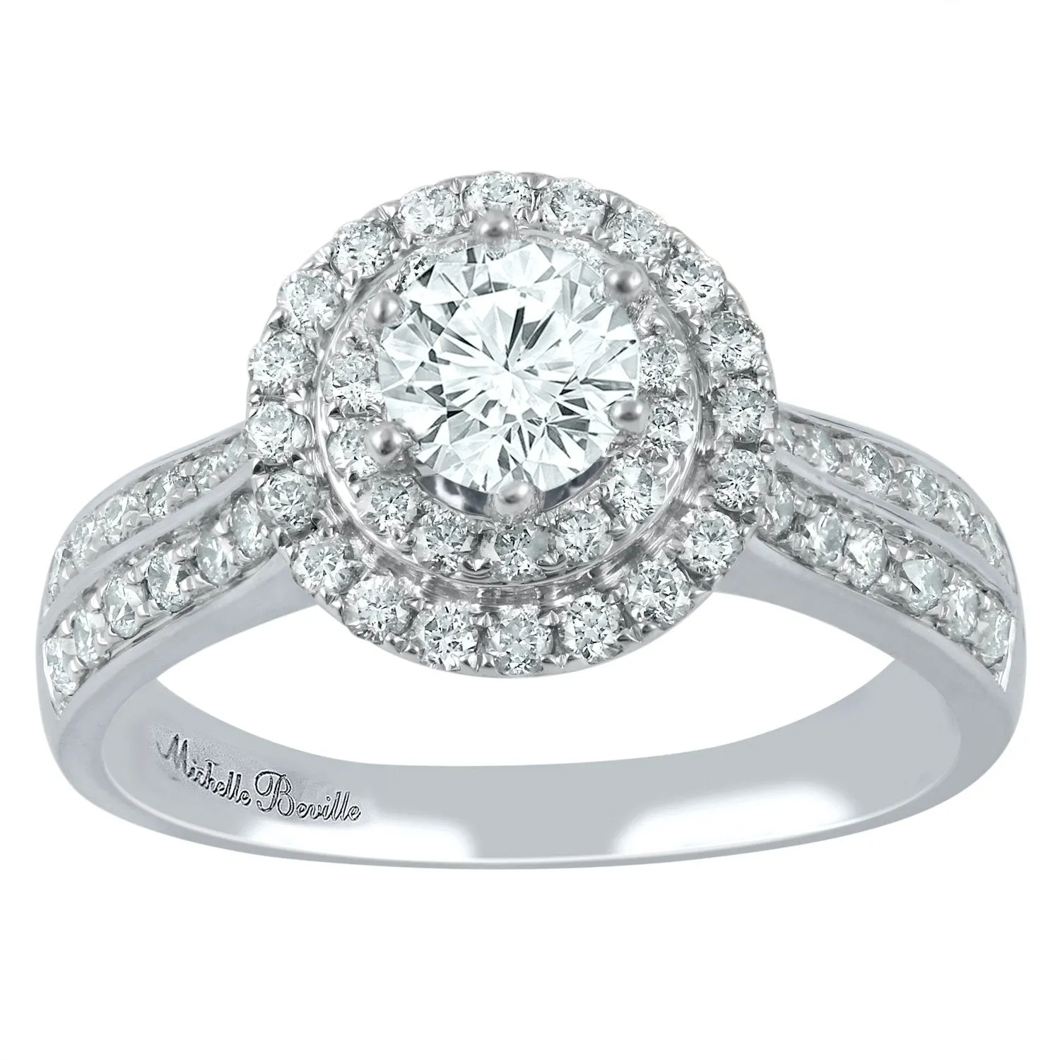 Love by Michelle Beville Double Halo Solitaire Ring with 1.05ct of Diamonds in 18ct White Gold