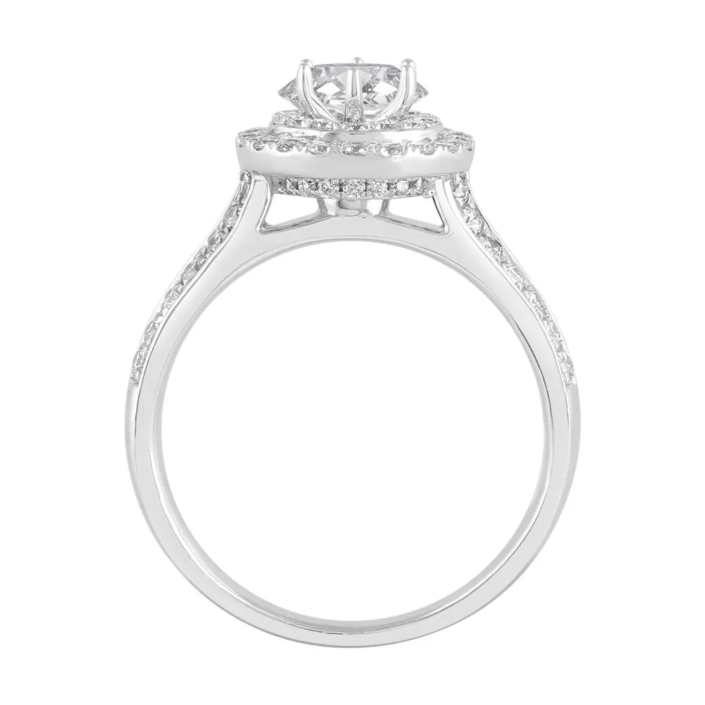 Love by Michelle Beville Double Halo Solitaire Ring with 1.05ct of Diamonds in 18ct White Gold