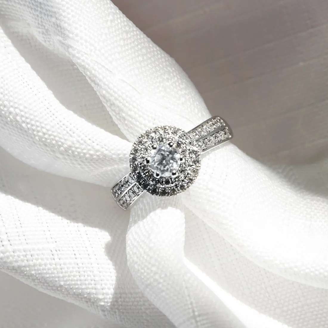 Love by Michelle Beville Double Halo Solitaire Ring with 1.05ct of Diamonds in 18ct White Gold