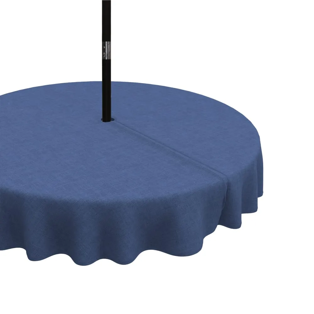 LVTXIII Outdoor/Indoor Round Tablecloth 60"Navy Textured