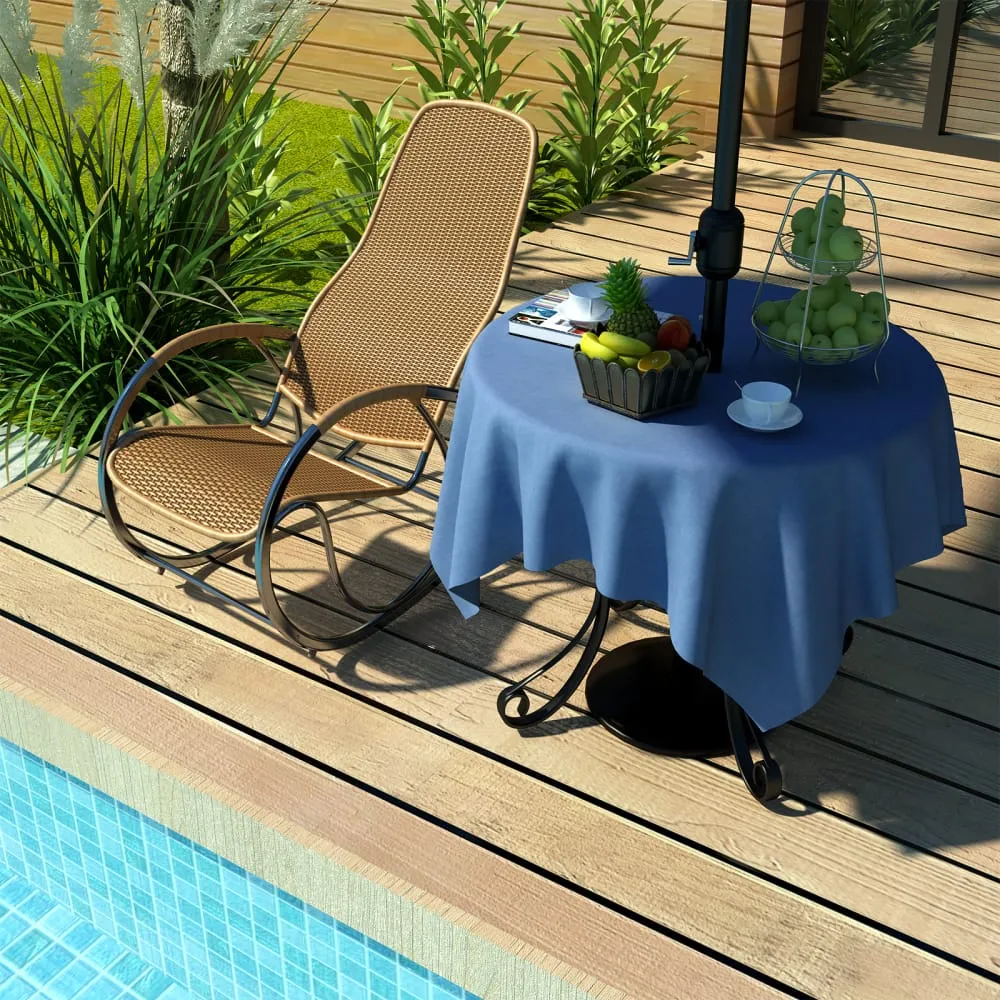LVTXIII Outdoor/Indoor Round Tablecloth 60"Navy Textured