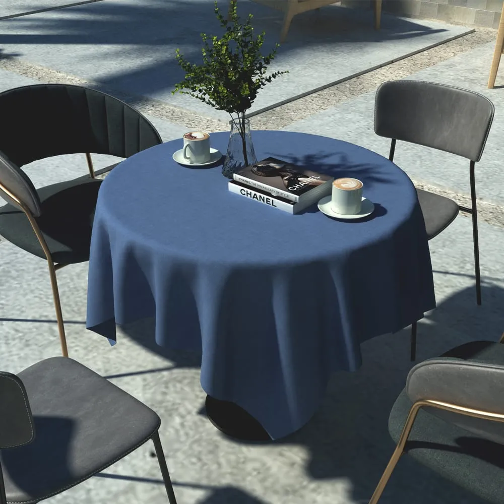 LVTXIII Outdoor/Indoor Round Tablecloth 60"Navy Textured