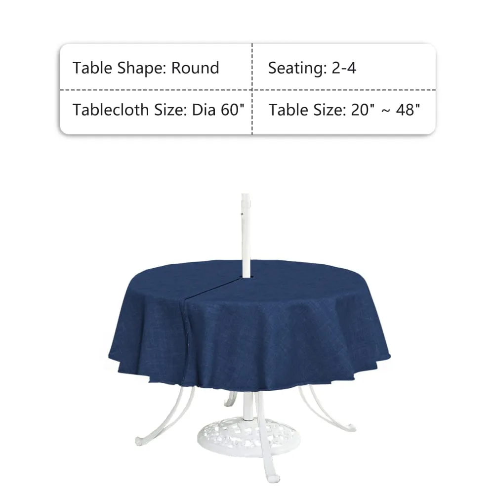 LVTXIII Outdoor/Indoor Round Tablecloth 60"Navy Textured