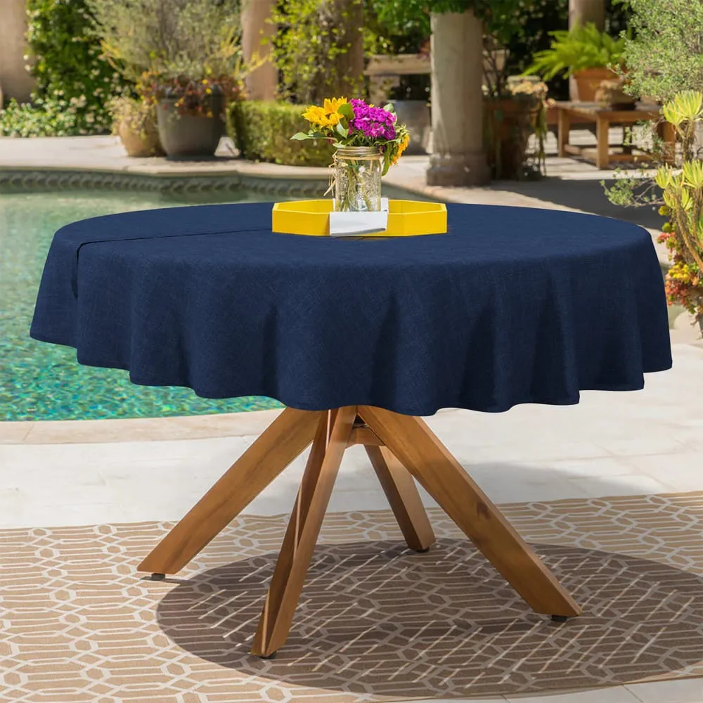LVTXIII Outdoor/Indoor Round Tablecloth 60"Navy Textured