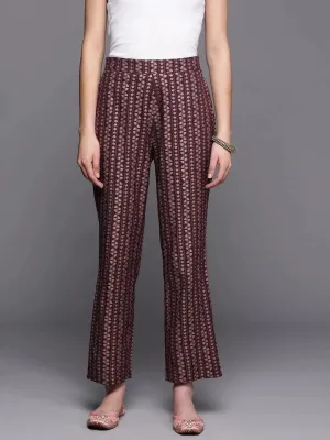 Maroon Printed Rayon Trousers