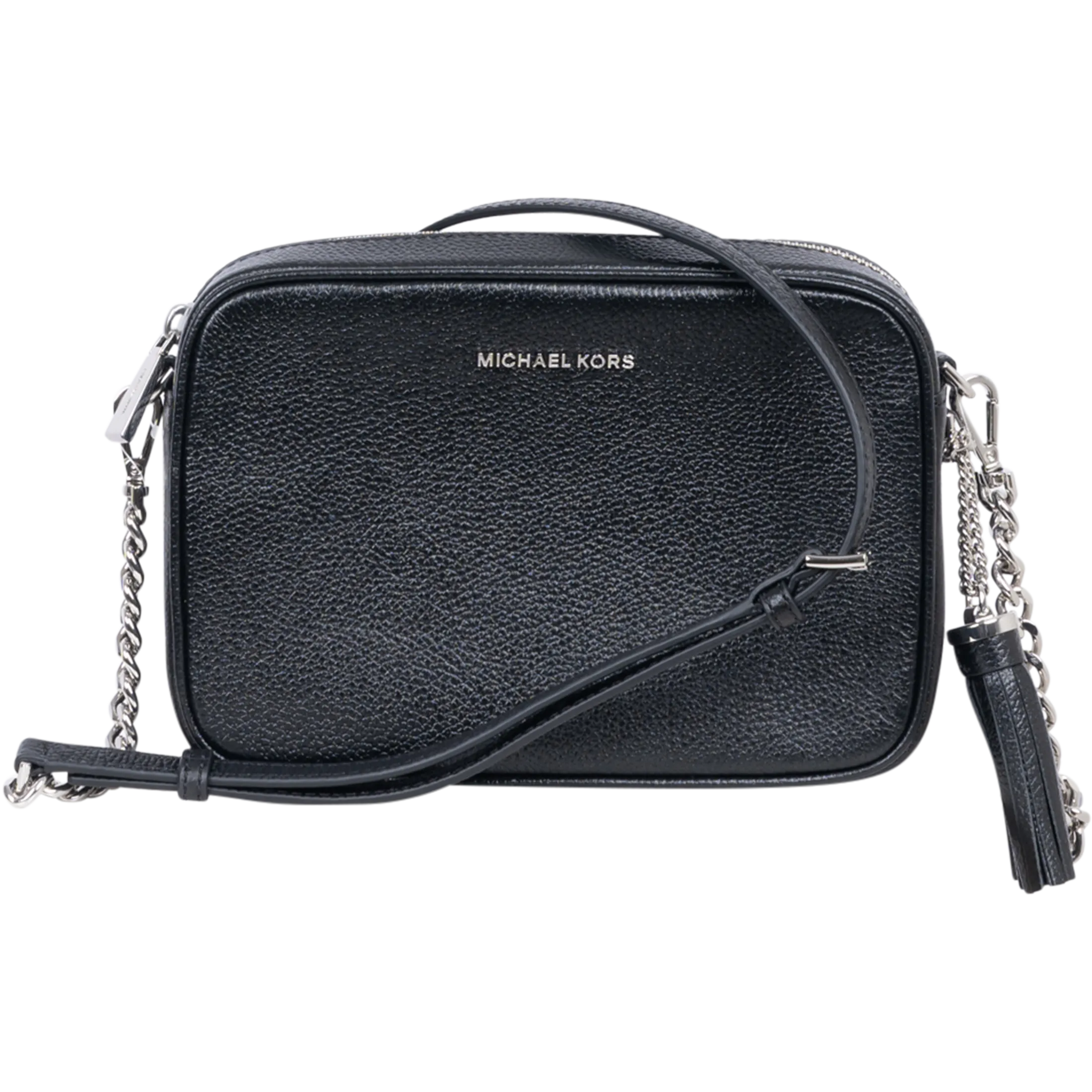 Md Camera Bag Sh Rhodium Leather - Black